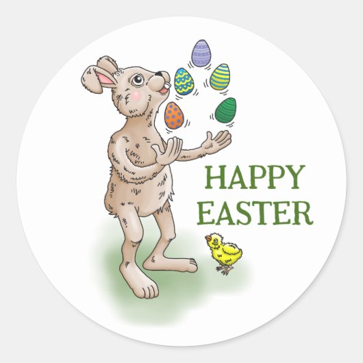 Juggling Oaster Bunny Runder Aufkleber (Vorderseite)