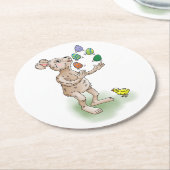 Juggling Oaster Bunny Runder Pappuntersetzer (Angewinkelt)