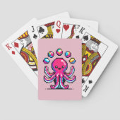 Juggling Octopus - Funny Pixel Art Circus Design Spielkarten (Rückseite)