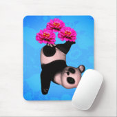 Juggling Panda Bären und rosa Zinnia Blume Mousepad (Mit Mouse)