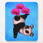 Juggling Panda Bären und rosa Zinnia Blume Mousepad (Vorne)