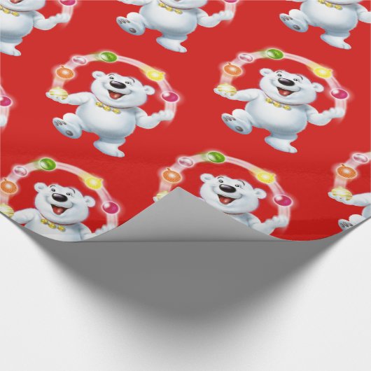 Juggling Polar Bear.Glossage-Geschenk Geschenkpapier (Ecke)
