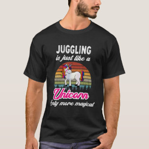 Juggling Retro Unicorn Vintager Sonnenuntergang T-Shirt