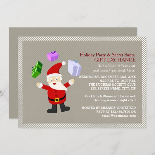 Juggling Santa Claus Einladung (Vorne/Hinten)