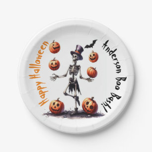 Juggling Skeleton Halloween Pappteller