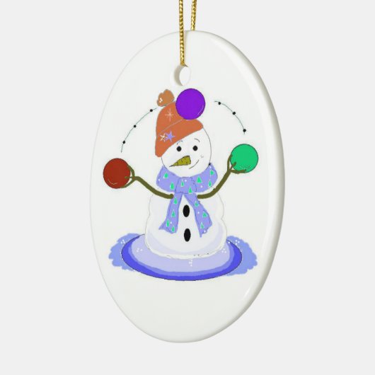 Juggling Snowman Keramik Ornament (Links)