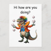 Juggling T-rex in Clownoutfit Postkarte (Vorderseite)