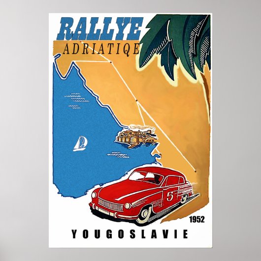 Jugoslawien, adriatische Kundgebung, Oldtimer, Vin Poster (Vorne)