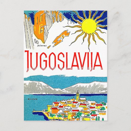 Jugoslawien, Adriatisches Meer, Vintage Postkarte (Vorderseite)