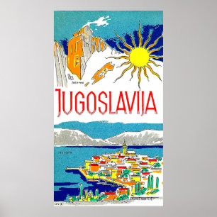 Jugoslawien, Adriatisches Meer, vintage Reiseposte Poster