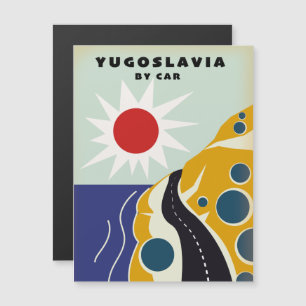 Jugoslawien By Car Vintage Reiseplakat Magnet