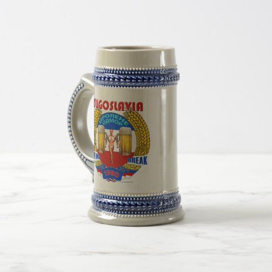 Jugoslawien-Frühjahrsferien Stein 1980 Bierglas (Vorderseite Links)