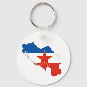 Jugoslawien-Landflaggen-Kartenform-Silhouette Schlüsselanhänger