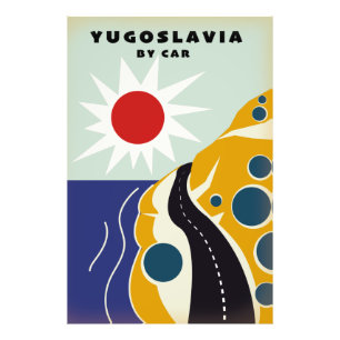 Jugoslawien mit dem Auto Reisen Vintage-Reiseplaka Fotodruck