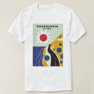 Jugoslawien mit dem Auto Reisen Vintage-Reiseplaka T-Shirt