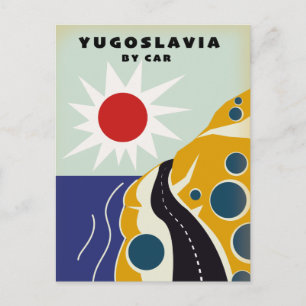 Jugoslawien mit dem Auto vintage Reiseposter Postkarte