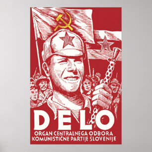 Jugoslawien Propagandaplakat DELO - Zentralorgan Poster