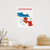 Jugoslawien, touristische Landkarte, Vintage-Reise Poster (Küche)