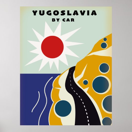 Jugoslawien Von Autos Vintage Reiseplakat Poster (Vorne)