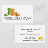 Juice Bar Smoothie Watercolor Frühstücksshop Visitenkarte (Vorne/Hinten)