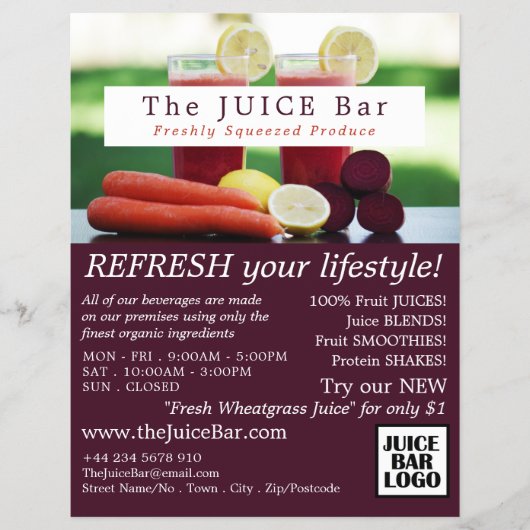 Juice-Blend, Juice-Bar-Werbung Flyer (Vorne)