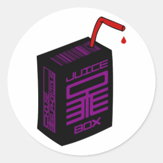 Juice-Box-Aufkleber (weiß bg) Runder Aufkleber