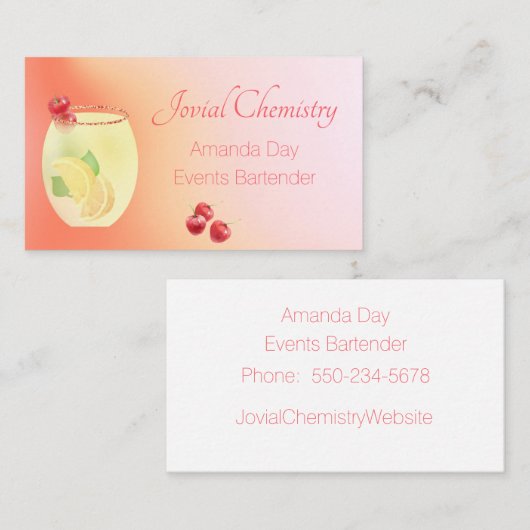 Juice Cocktail with Fruit Bartender Business Card Visitenkarte (Vorne/Hinten)