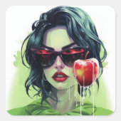 Juicified Apple Lady Quadratischer Aufkleber (Vorderseite)