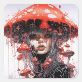 Juicified Mushroom Lady Quadratischer Aufkleber