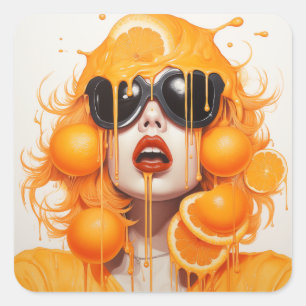 Juicified Orange Lady Quadratischer Aufkleber