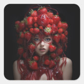 Juicified Strawberry Lady Quadratischer Aufkleber (Vorderseite)