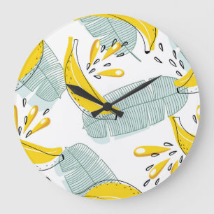 Juicy Bananas Vintages Muster Große Wanduhr