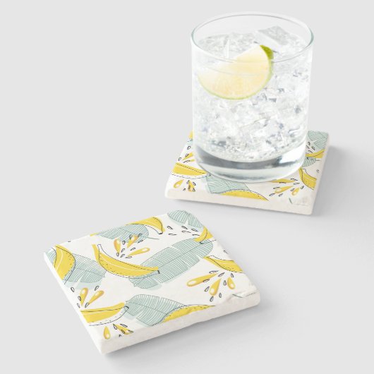 Juicy Bananas Vintages Muster Steinuntersetzer (Seitenansicht)