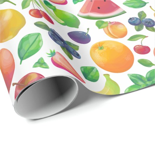 Juicy bunte Früchte Geschenkpapier (Rolleneckpunkt)