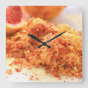Juicy Citrus Blood Orange und Zest Quadratische Wanduhr
