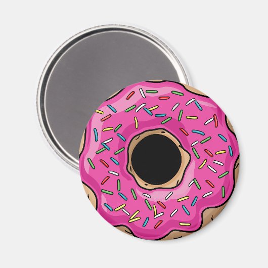 Juicy Delicious Pink Sprinkled Donut Magnet (Vorderseite/Rückseite)