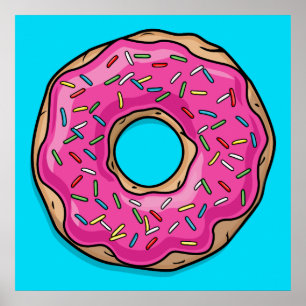 Juicy Delicious Pink Sprinkled Donut Poster