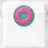 Juicy Delicious Pink Sprinkled Donut Runder Aufkleber (Tasche)