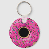 Juicy Delicious Pink Sprinkled Donut Schlüsselanhänger (Vorderseite)