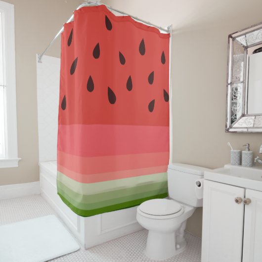 Juicy Delicious Ripe Watermelon mit Samen Design Duschvorhang (Beispiel)