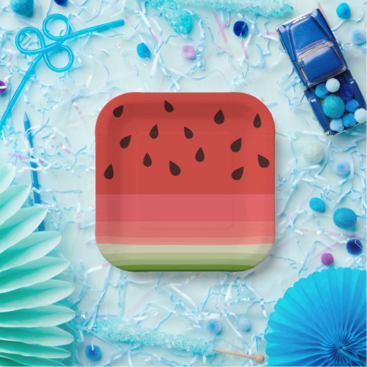 Juicy Delicious Ripe Watermelon mit Samen Design Pappteller (Party)