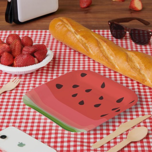 Juicy Delicious Ripe Watermelon mit Samen Design Pappteller (Picknick)