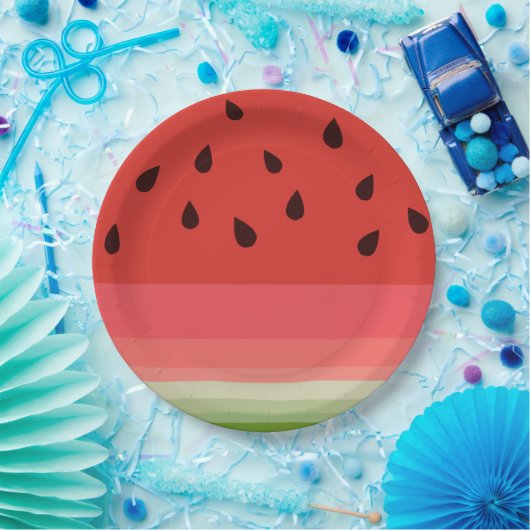 Juicy Delicious Ripe Watermelon mit Samen Design Pappteller (Party)
