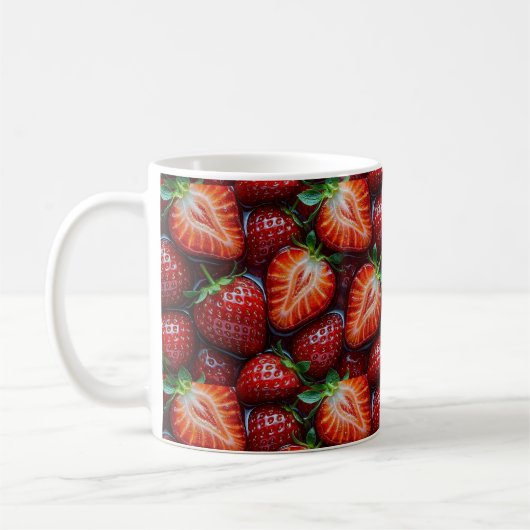 Juicy Fresh Red Strawberries Summer Fruit Pattern Kaffeetasse (Links)