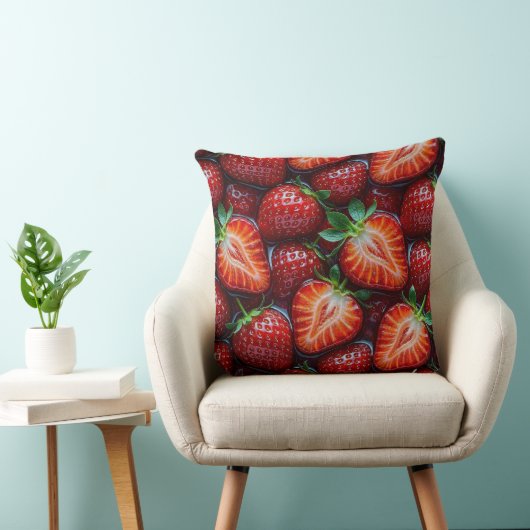 Juicy Fresh Red Strawberries Summer Fruit Pattern Kissen (Stuhl )