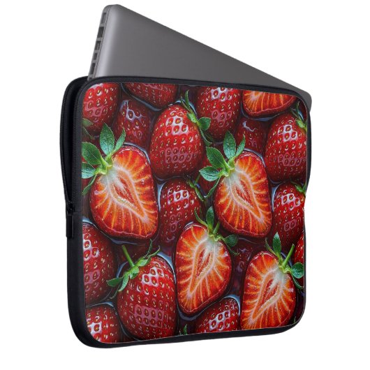 Juicy Fresh Red Strawberries Summer Fruit Pattern Laptopschutzhülle (Vorne Rechts)