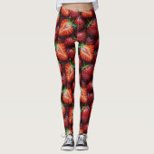 Juicy Fresh Red Strawberries Summer Fruit Pattern Leggings (Vorderseite)