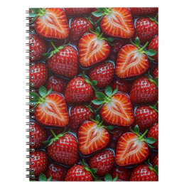 Juicy Fresh Red Strawberries Summer Fruit Pattern Notizblock