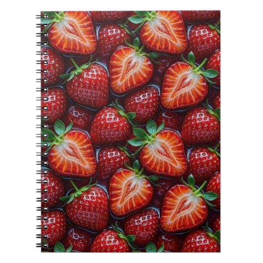 Juicy Fresh Red Strawberries Summer Fruit Pattern Notizblock (Vorderseite)