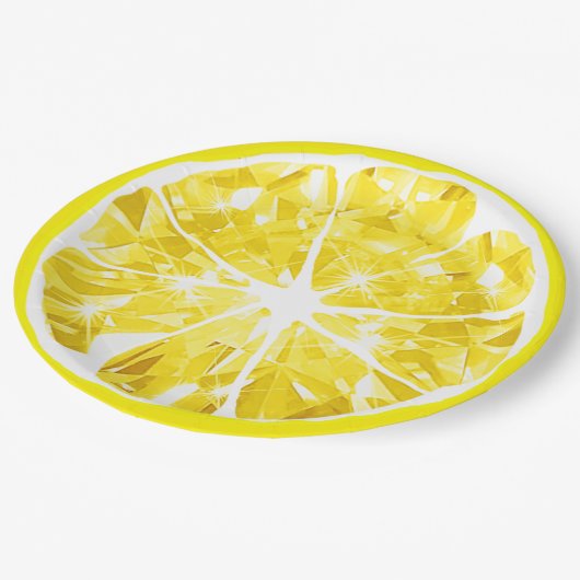 Juicy Gem Lemon Slice Citrus Frucht Party Patio Pappteller (Schrägansicht)